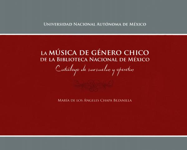 Portada  La música de género chico de la Biblioteca Nacional de México