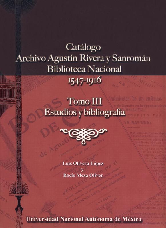 Portada Catálogo Archivo Agustín Rivera y Sanromán 3