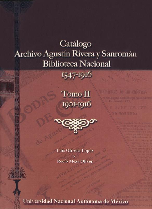 Portada Catálogo Archivo Agustín Rivera y Sanromán 2