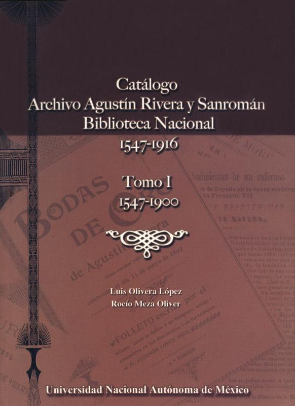 Portada Catálogo Archivo Agustín Rivera y Sanromán 1
